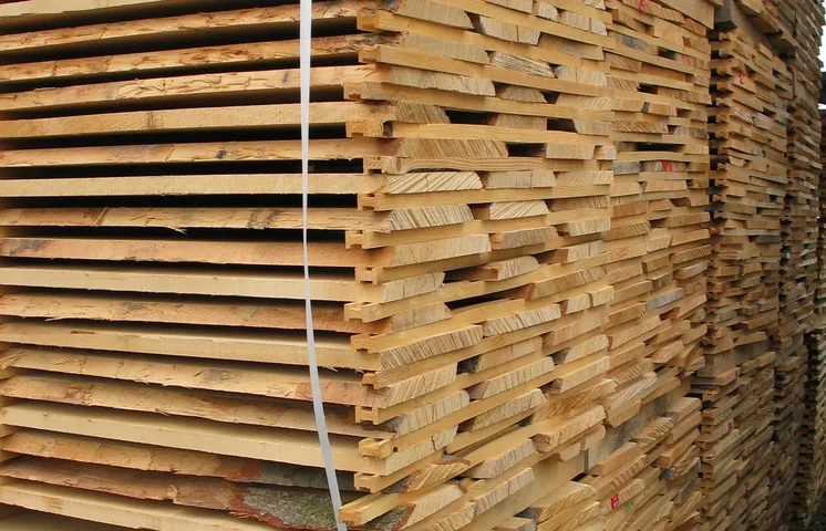 Pile de plateaux dépareillés de hêtre séparés par des liteaux